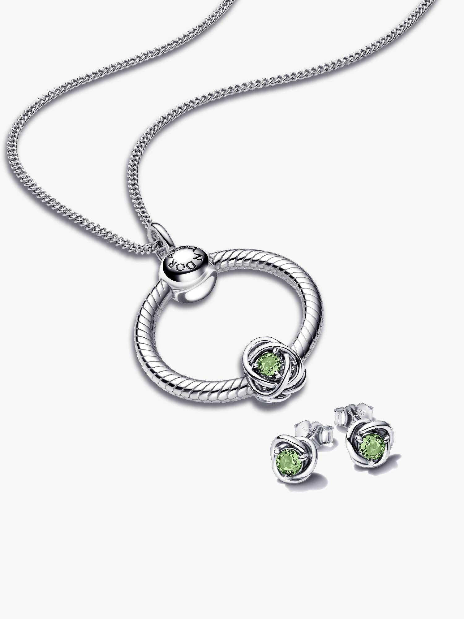 August Birthstone Eternity Circle O Pendant and Earrings Set