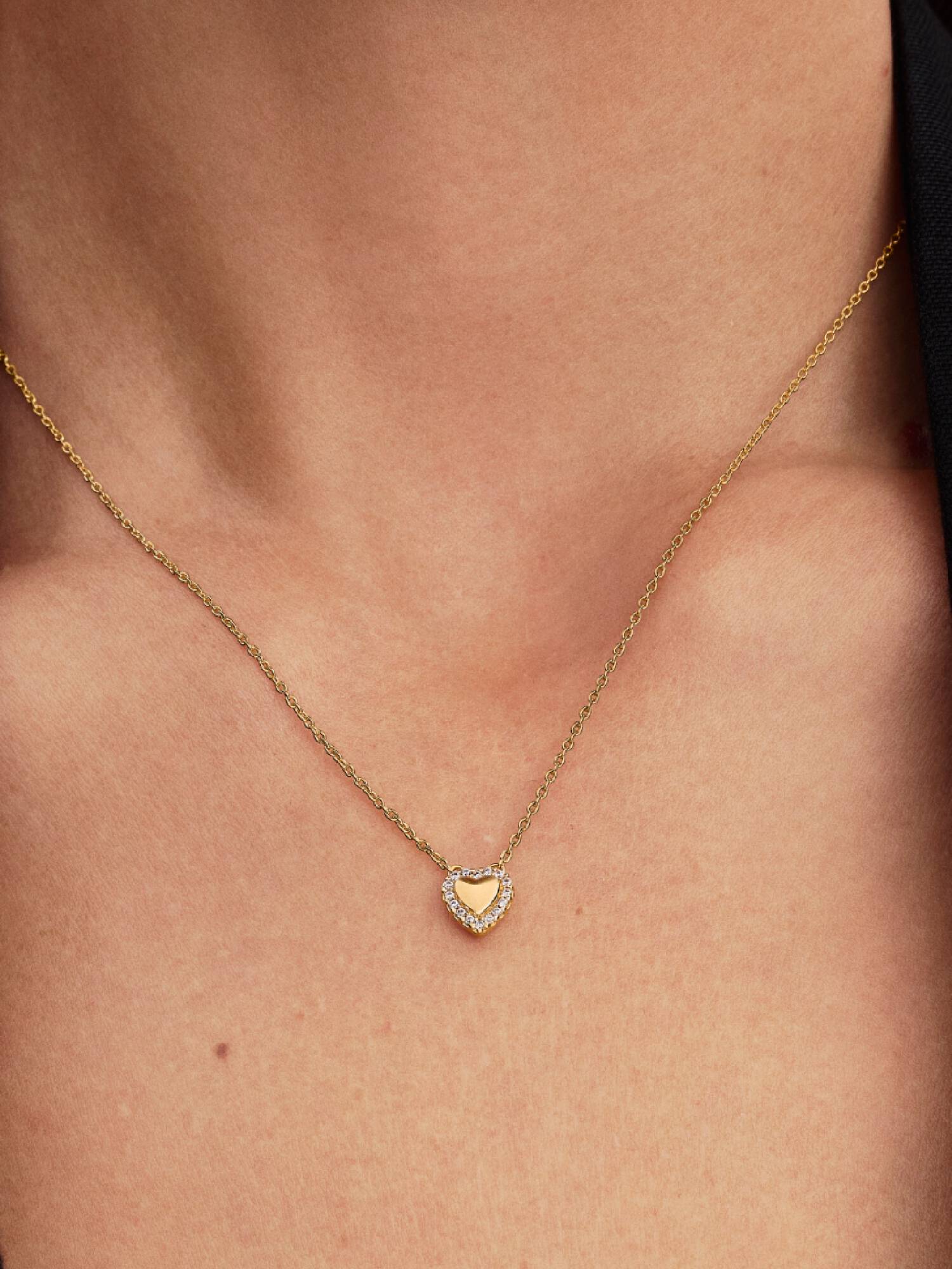 Engravable Heart Halo Collier Necklace