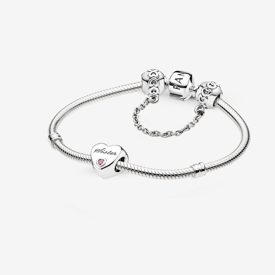 Sister Heart Charm and Bracelet Gift Set image number 0