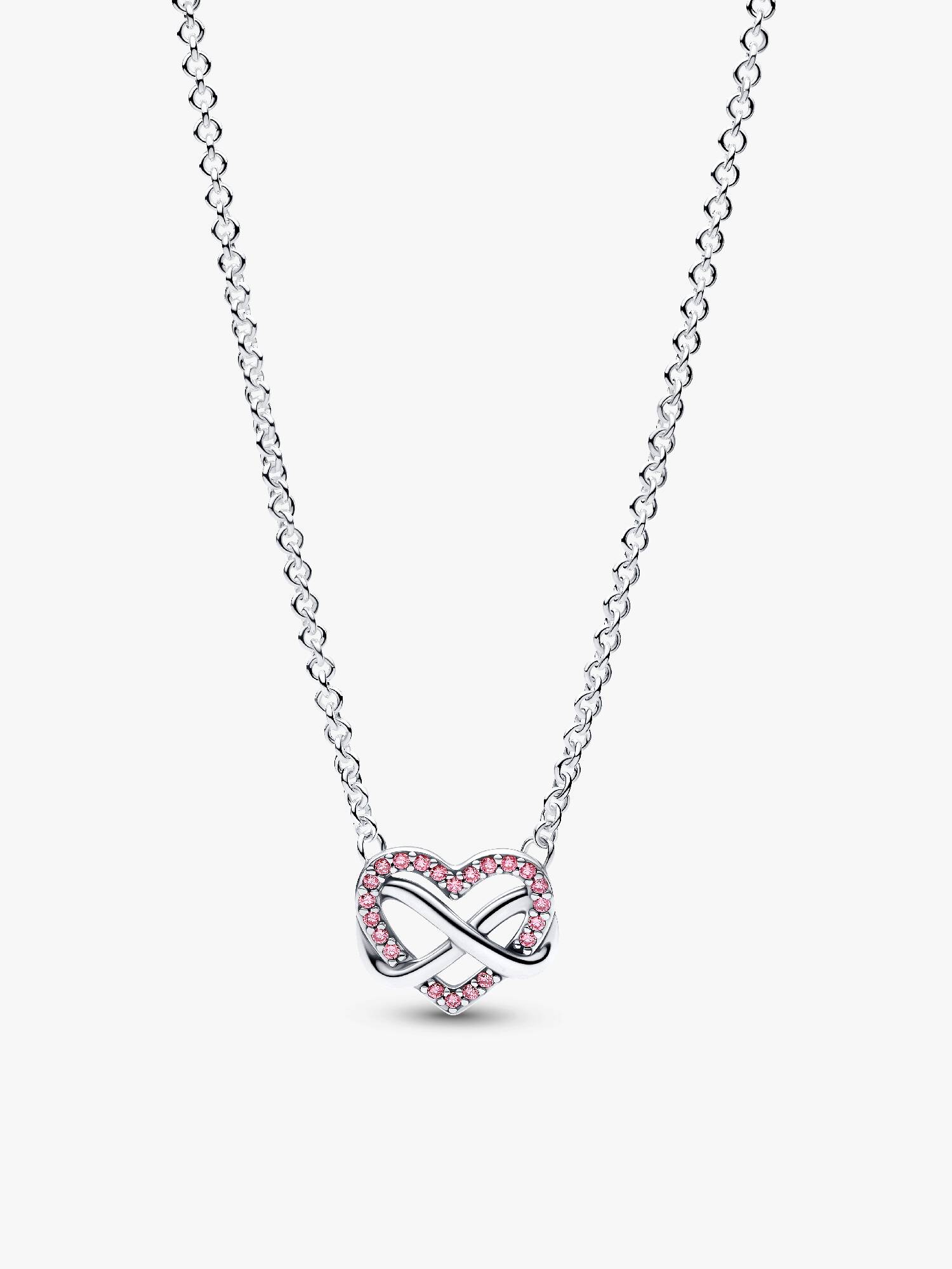 Sparkling Pink Infinity Heart Collier Necklace