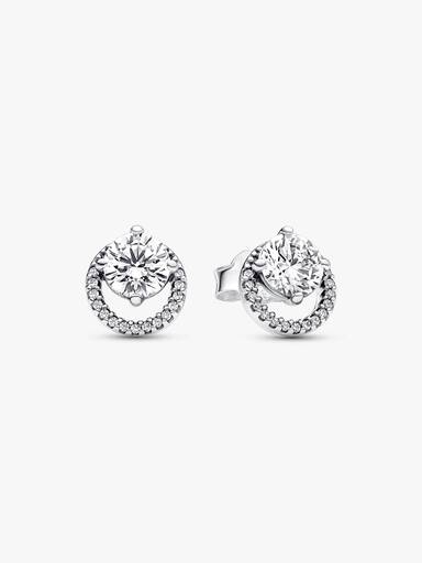 Sparkling Round Halo Stud Earrings