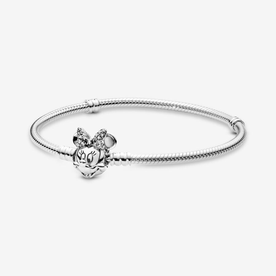 Disney Pandora Moments Pavé Minnie Mouse Clasp Snake Chain Bracelet image number 0