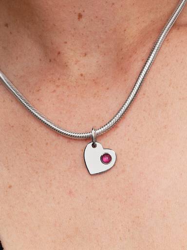 July Heart True Red Stone Dangle Charm