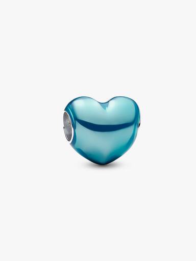 Metallic Sky Blue Heart Charm