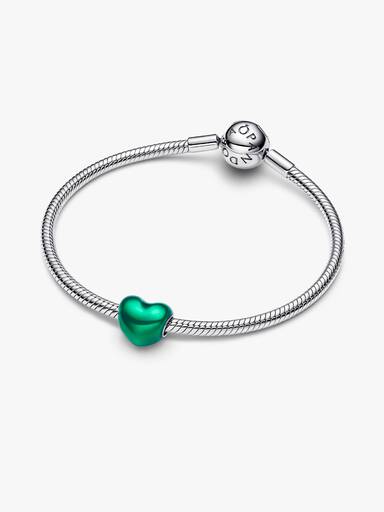Metallic Green Heart Charm