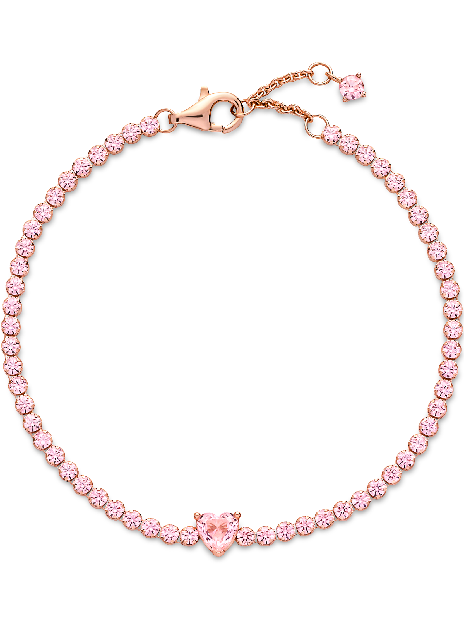 Sparkling Heart Tennis Bracelet | Rose gold plated | Pandora UK