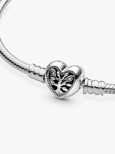Family Tree Heart Clasp Snake Chain Bracelet