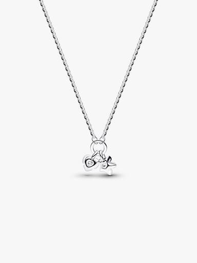 Pandora Talisman Sterling Silver Lab-Grown Diamond Heart & Star Dangle Pendant Necklace