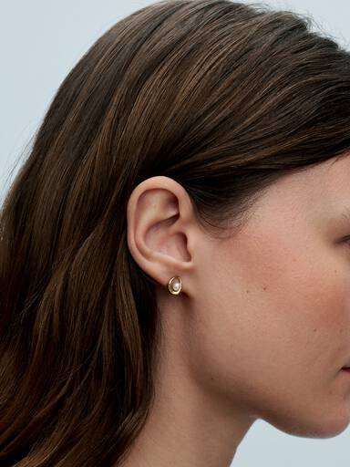 Organically Shaped Oval & Treated Freshwater Cultured Pearl Stud Earrings