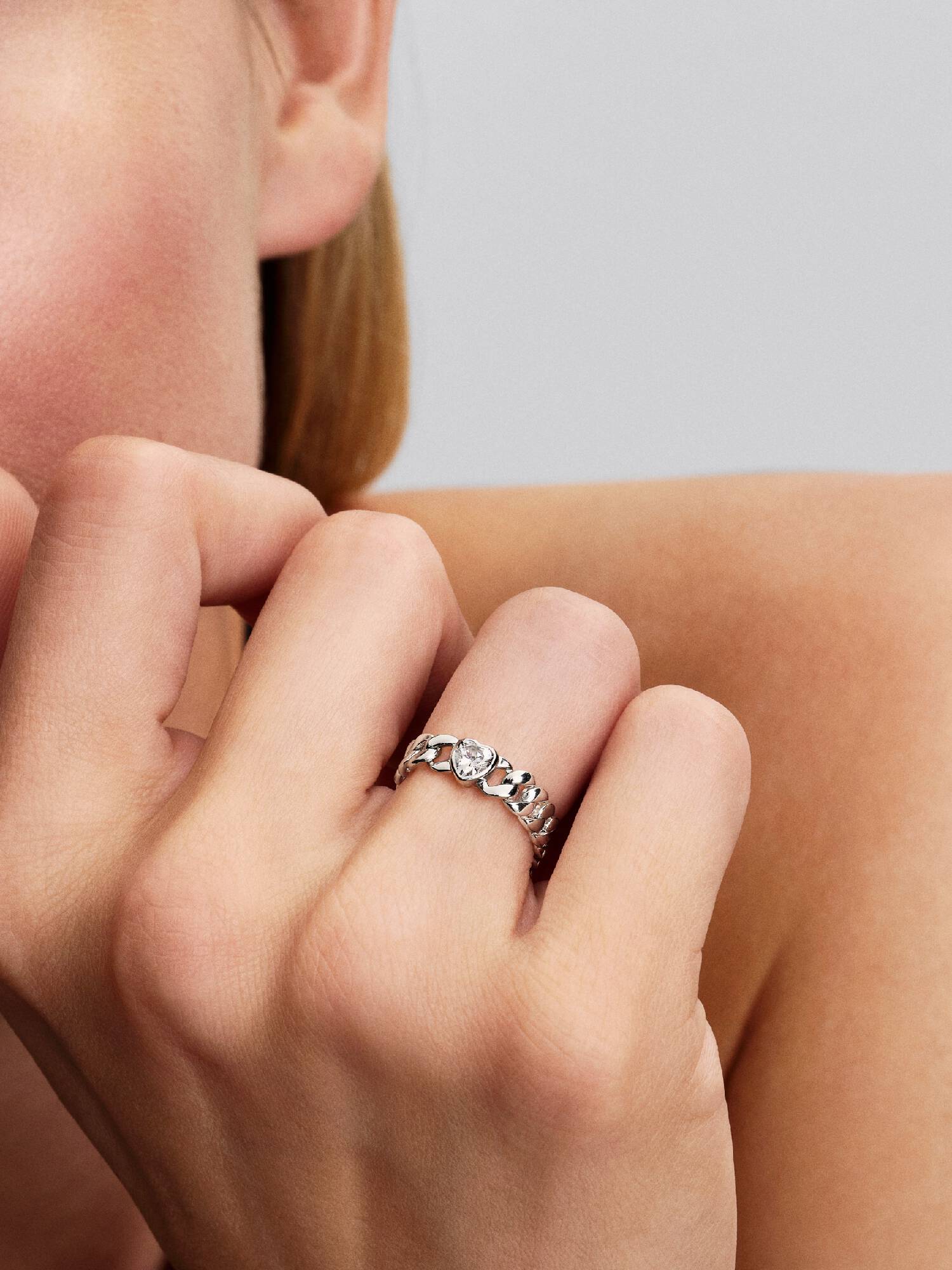 Heart Cuban Chain Ring