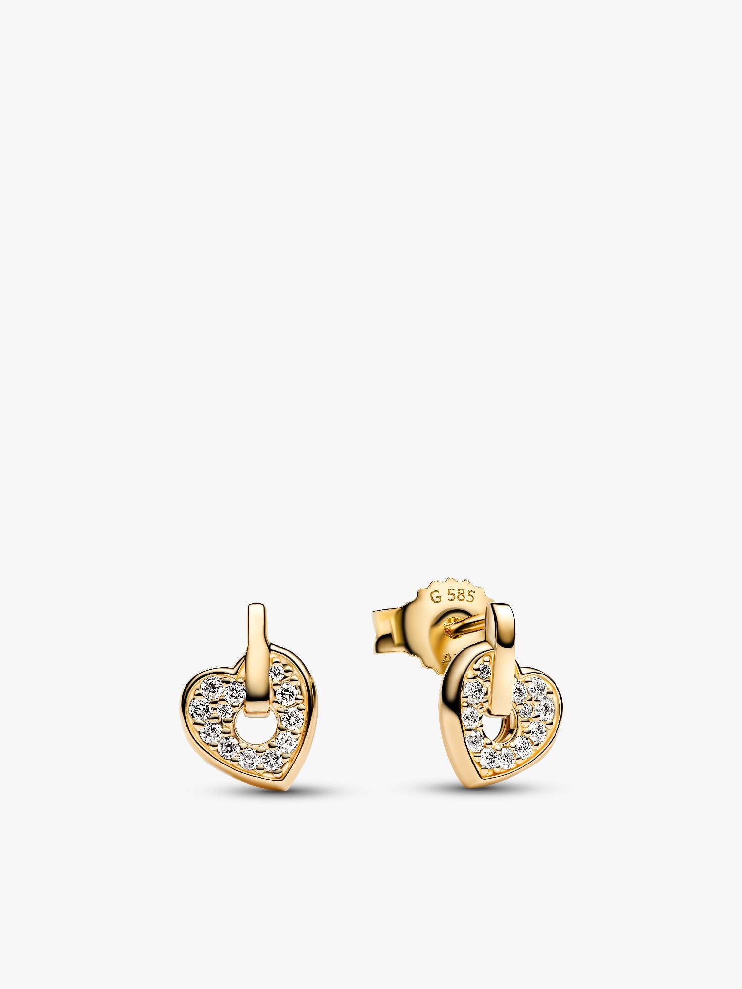Pandora Talisman 14k Gold Lab-grown Diamond Pavé Heart Stud Earrings