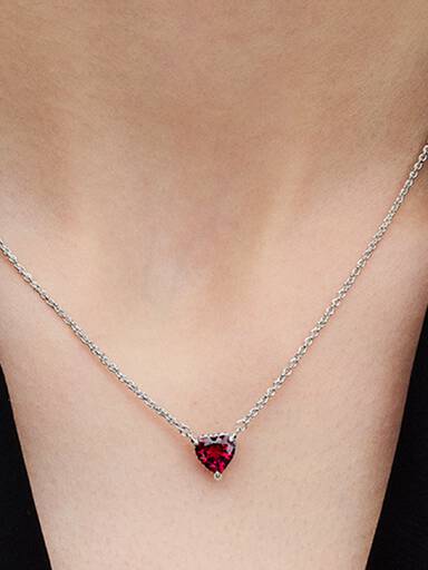 Sparkling Heart Halo Pendant Collier Necklace