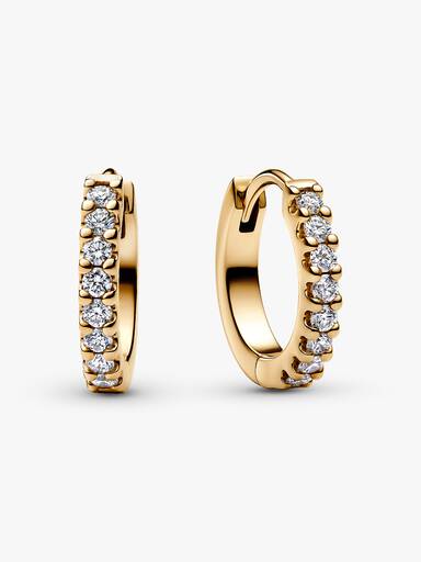 Pandora Era 14k Gold Lab-grown Diamond Pavé Single Hoop Earring