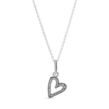 Sparkling Freehand Heart Pendant Necklace