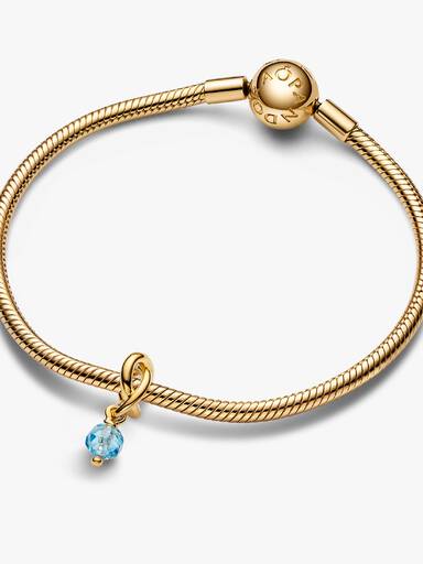 March Birthstone Eternity Circle Dangle Charm