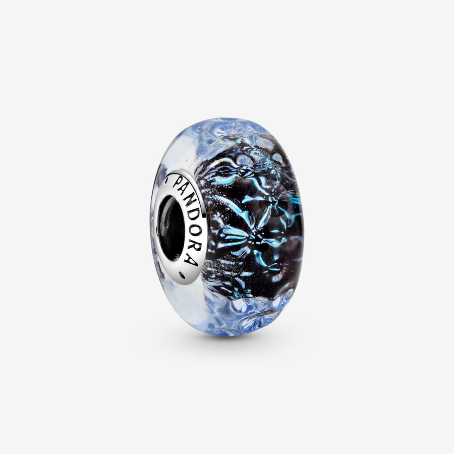 Wavy Dark Blue Murano Glass Ocean Charm | Pandora UK