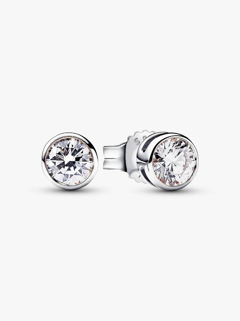 Pandora Era Bezel Sterling Silver Lab-grown Diamond Earrings