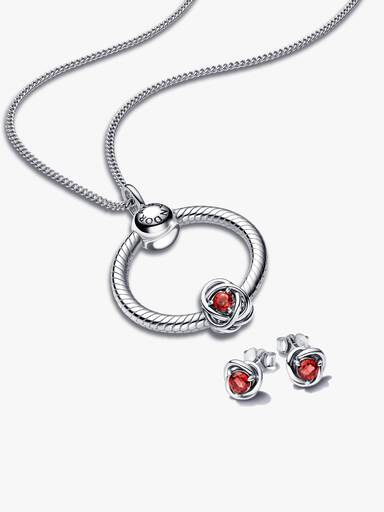 July Birthstone Eternity Circle O Pendant and Earrings Set