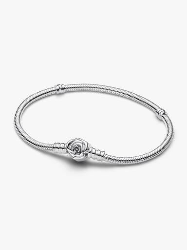 Rose in Bloom Clasp Snake Chain Bracelet