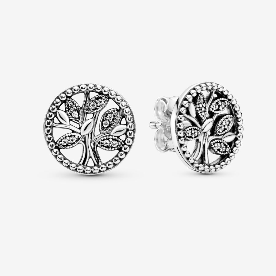 Sparkling Family Tree Stud Earrings image number 0