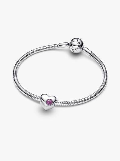 Engravable February Birthstone Heart Charm