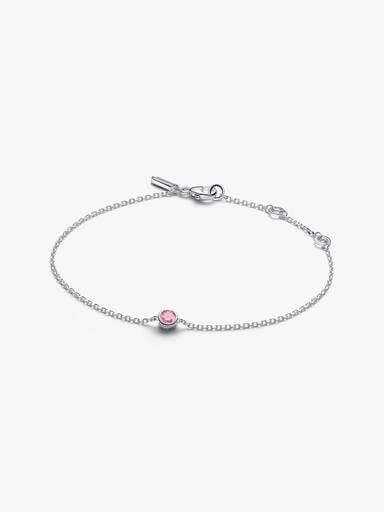 Pandora Era Bezel Sterling Silver Pink Lab-grown Diamond Chain Bracelet
