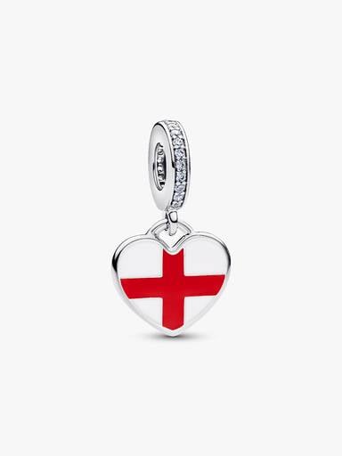 Engravable England Heart Dangle Charm