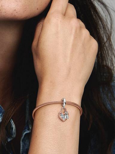 Heart Padlock Double Dangle Charm