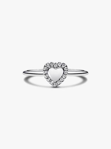 Engravable Heart Halo Ring