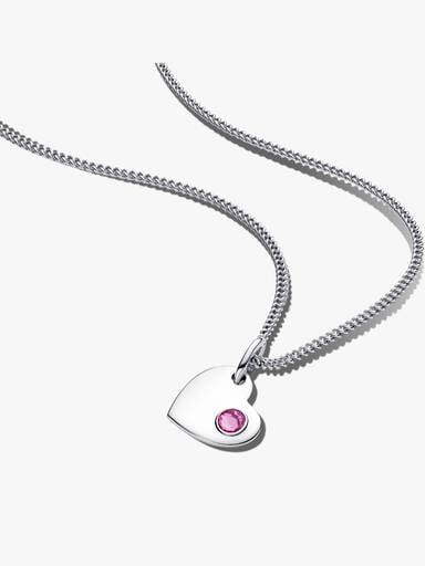 October Birthstone Heart Pendant Necklace