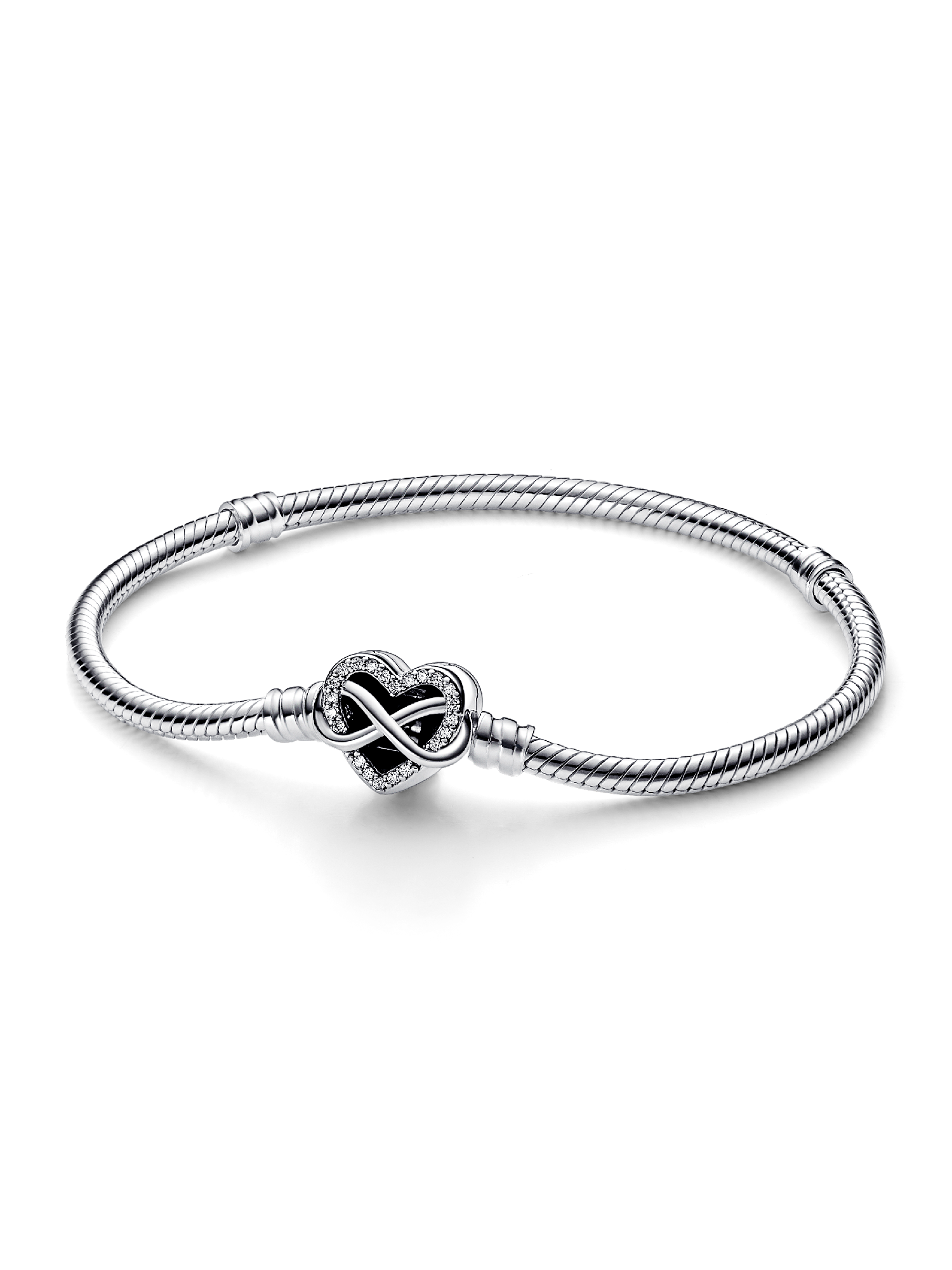 Sparkling Infinity Heart Clasp Snake Chain Bracelet
