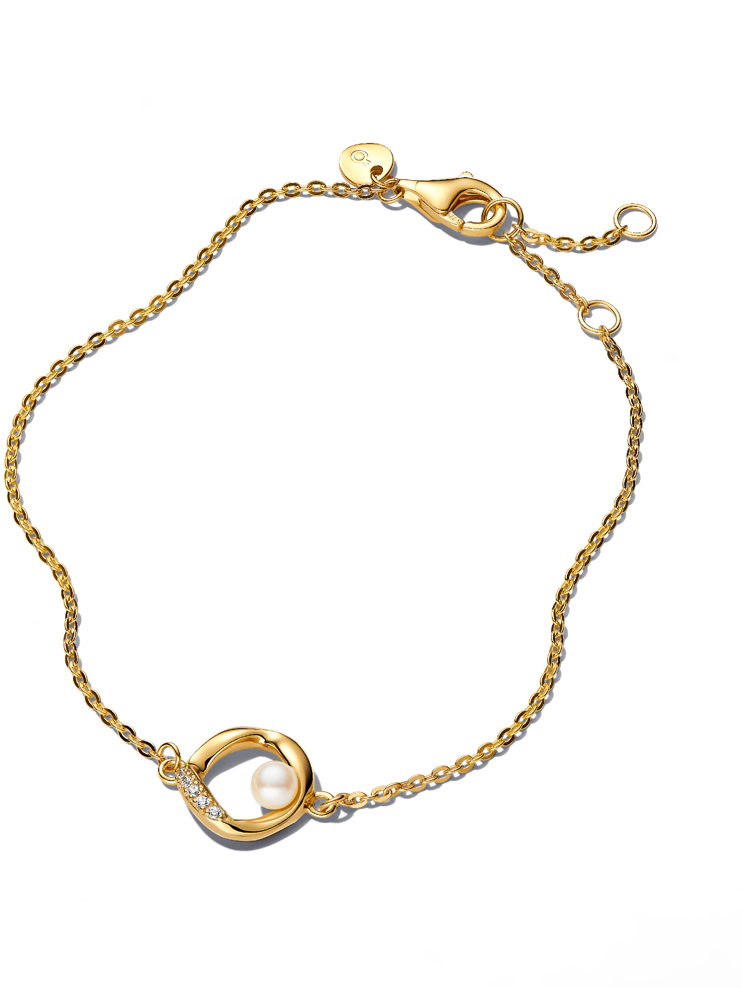 Organically Shaped Pavé Circle & Treated Freshwater Cultured Pearl Bracelet