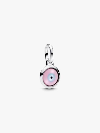Silver Crown Murano Glass Dangle Charm – Pink Crystal, Lab-Created
