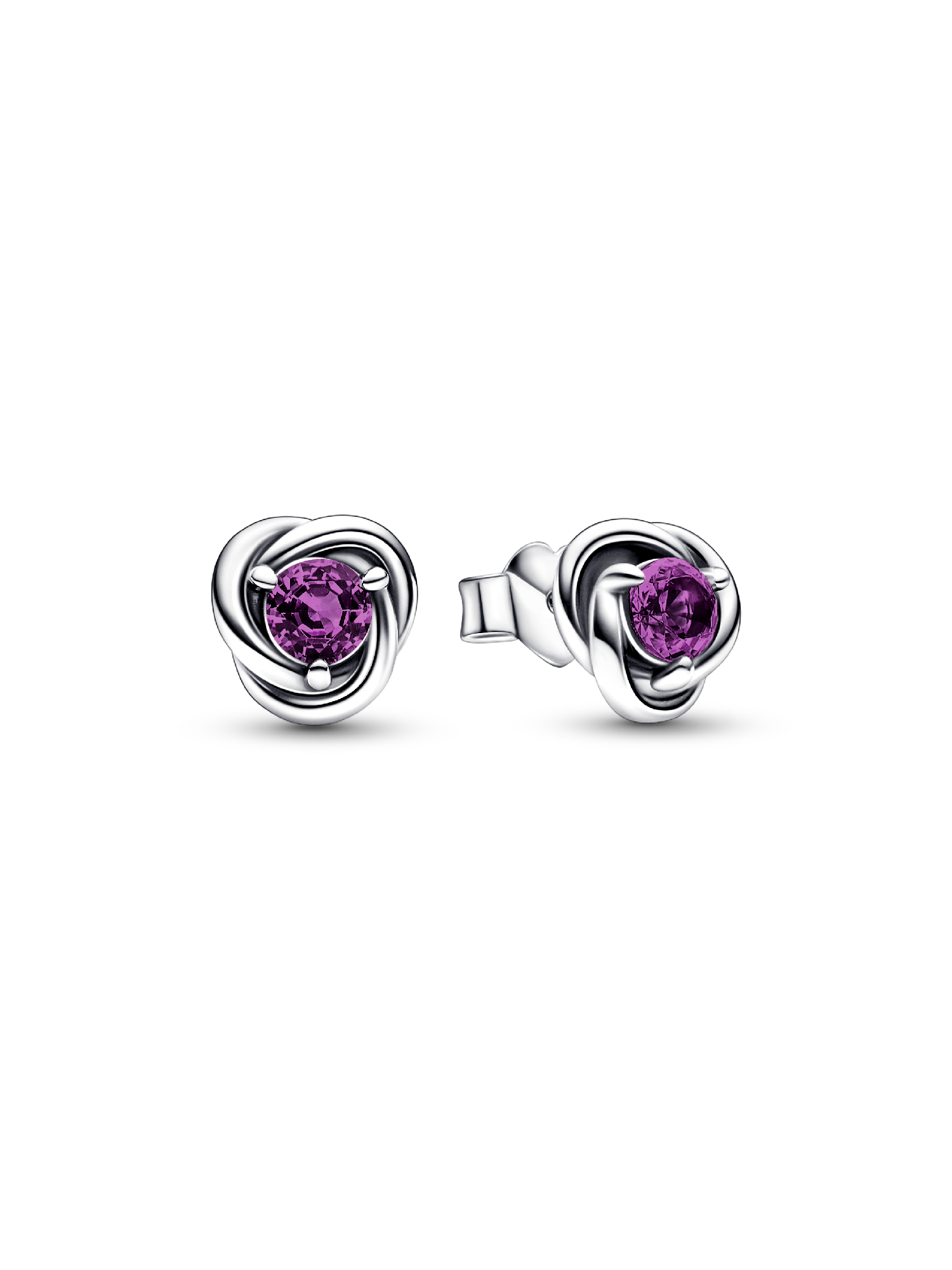 February Birthstone Eternity Circle Stud Earrings