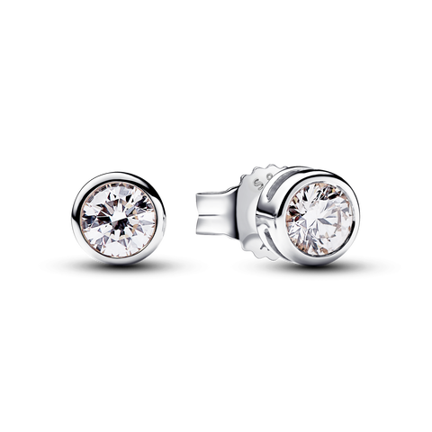 Pandora Era Bezel Sterling Silver Lab-grown Diamond Earrings