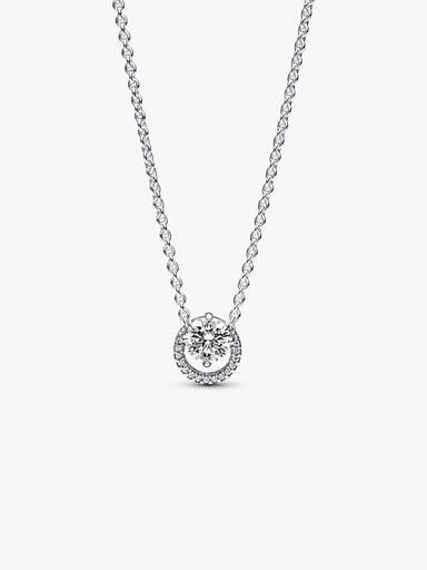 Sparkling Round Halo Pendant Collier Necklace