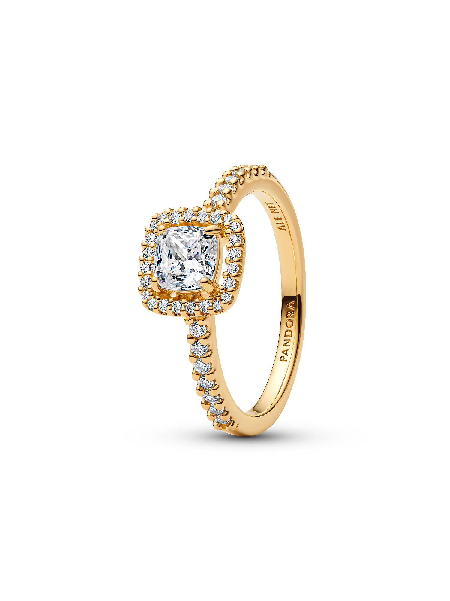Sparkling Square Clear Halo Ring
