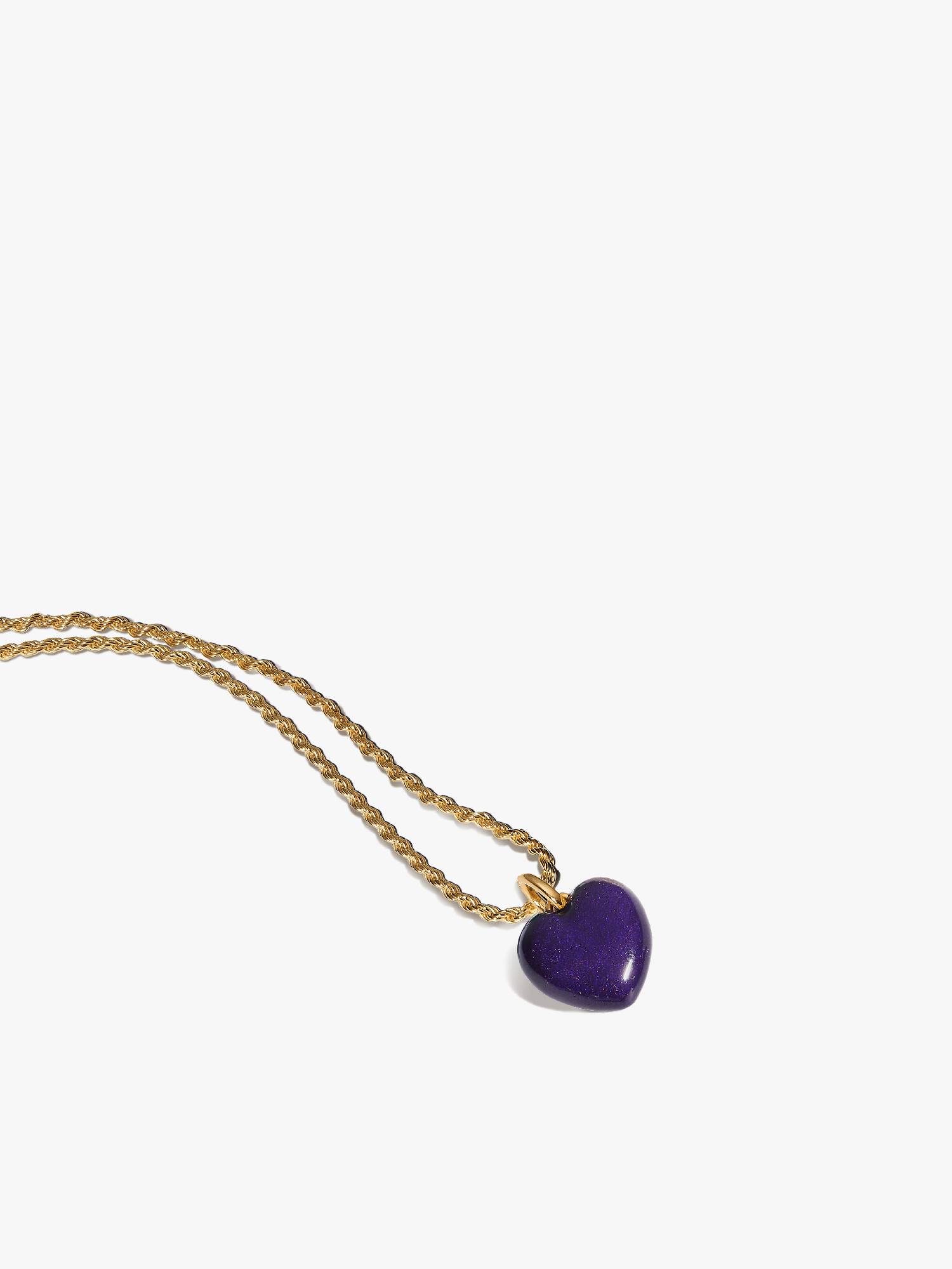 Purple Puffy Heart Pendant Necklace