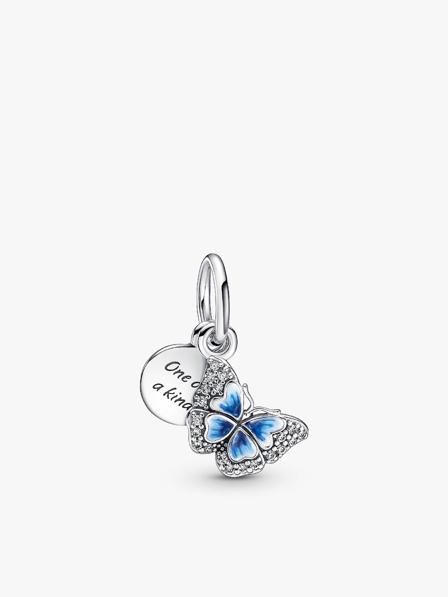 Blue Butterfly & Quote Double Dangle Charm