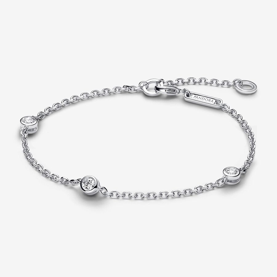 Pandora Era Bezel Sterling Silver Lab-grown Diamond Station Chain Bracelet image number 0