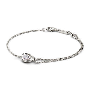 Pandora Brilliance Lab-created Diamond Double Chain Bracelet