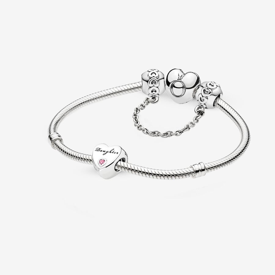 Daughter Heart Charm And Bracelet Gift Set image number 0