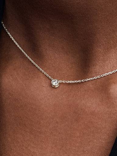 Pandora Era Bezel Sterling Silver Lab-grown Diamond Pendant Necklace