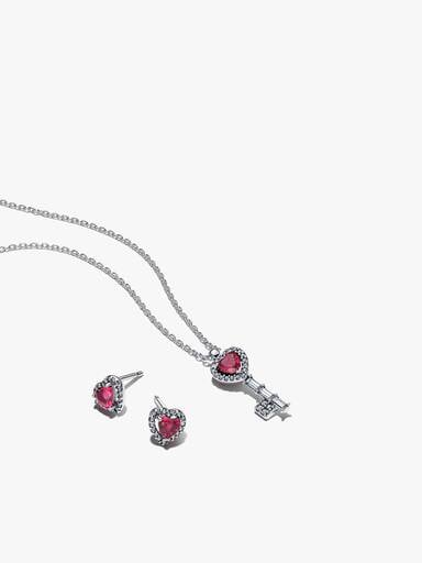 Elevated Heart Key Necklace and Earrings Gift Set