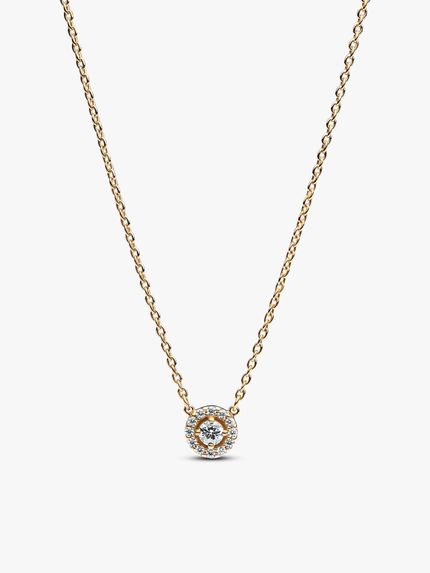Round Pavé Halo Pendant Necklace