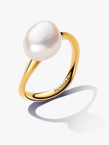 Baroque Treated Freshwater Cultured Pearl Ring