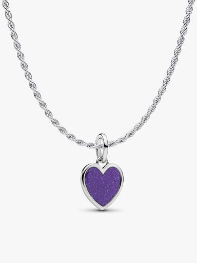 Engravable Purple Heart Pendant Necklace