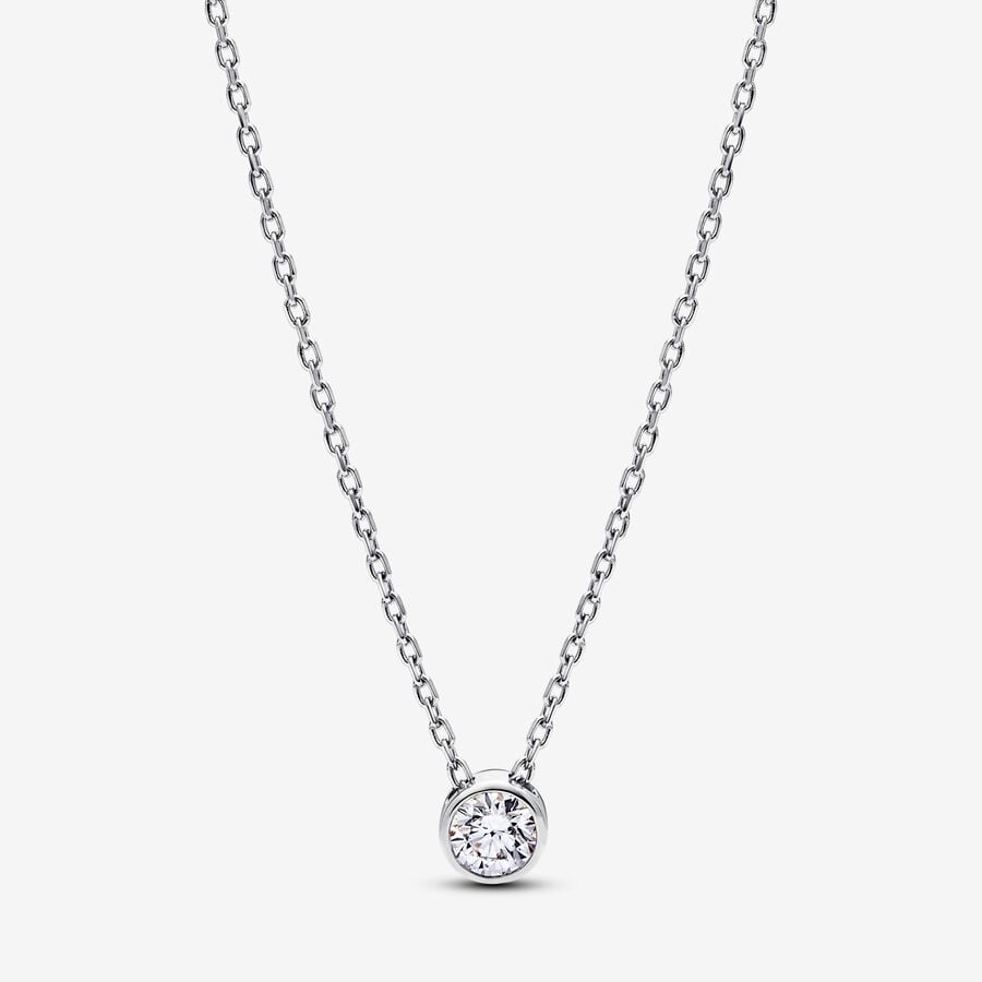 Pandora Era Bezel Sterling Silver Lab-grown Diamond Pendant Necklace image number 0