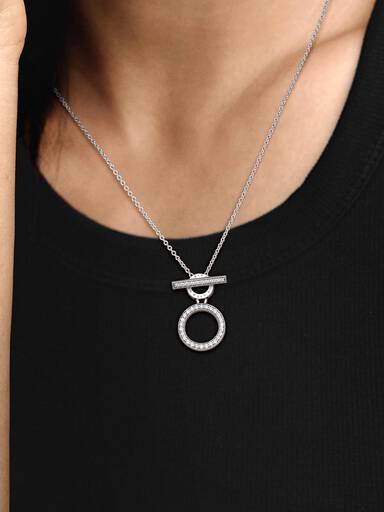 Double Hoop T-bar Necklace