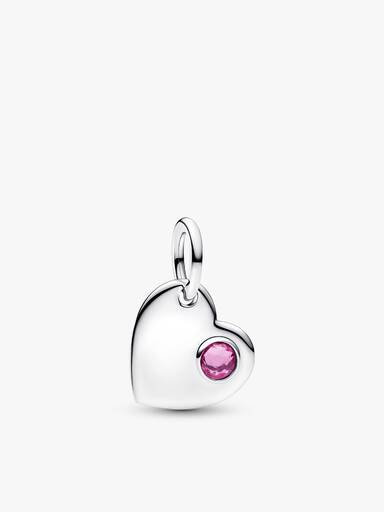 October Birthstone Heart Pendant Necklace